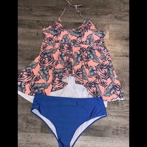 SHEIN 4XL Halter Tankini Swim Suit